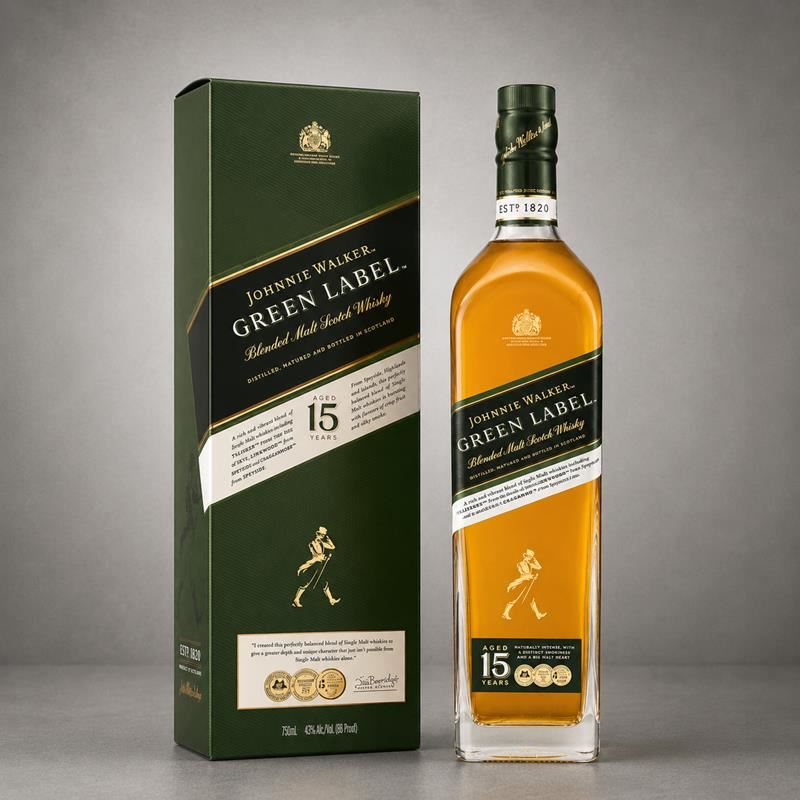 Whisky Johnnie Walker Green Label 750 ml + Caja